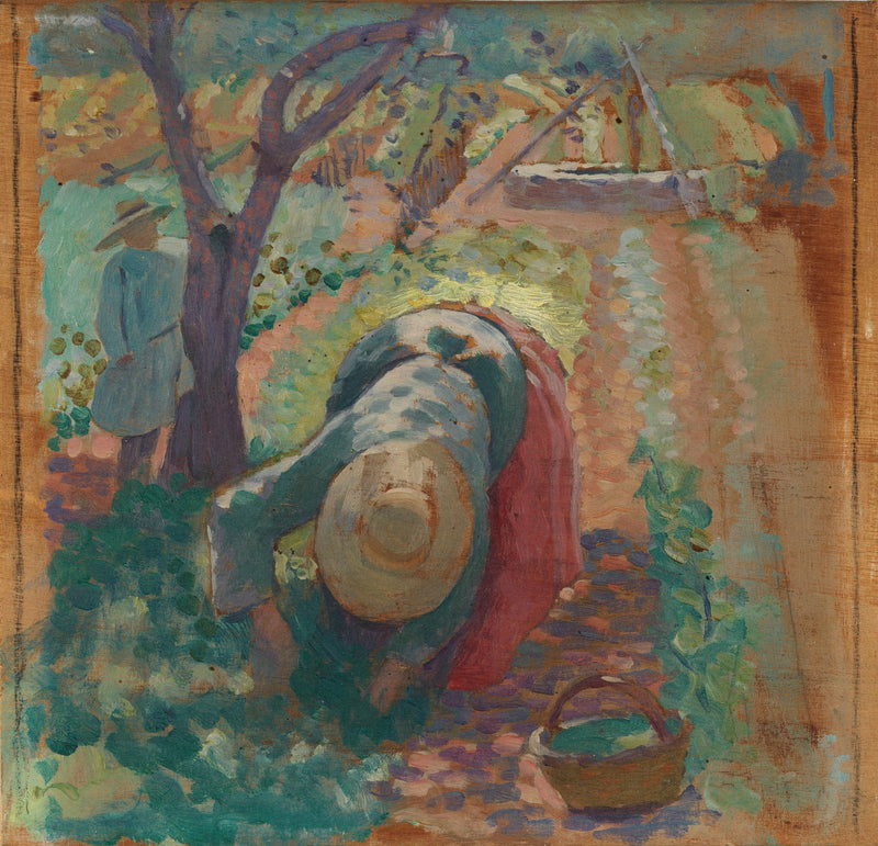 Frau beim Gemüseernte - Henri-Edmond Cross