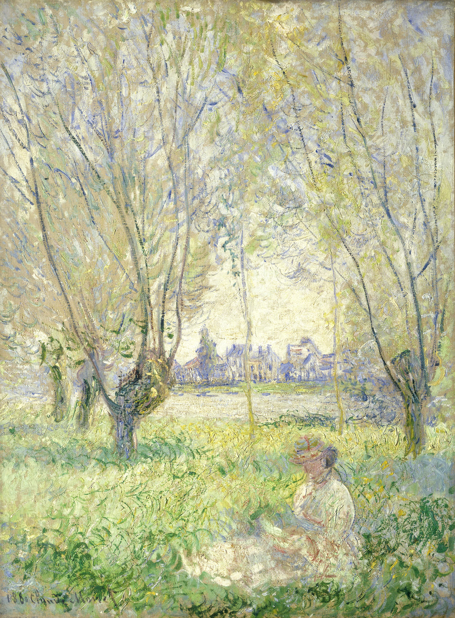 Eine Frau sitzt unter den Weiden - Claude Monet
