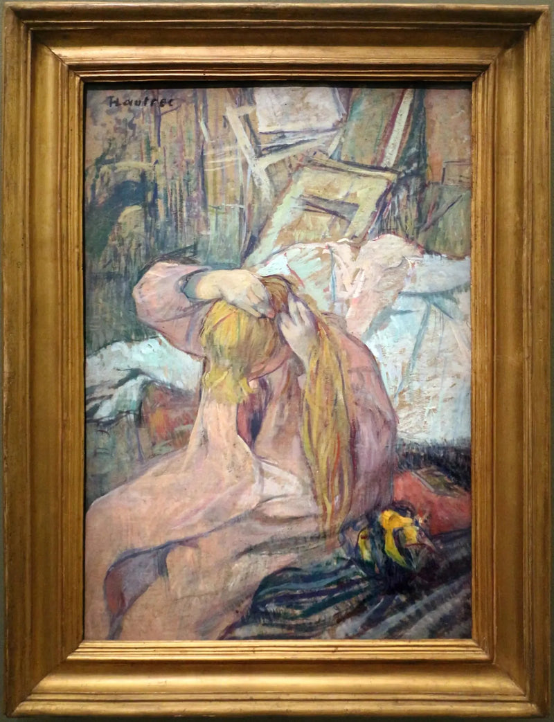 Frau frisiert sich. Die sich kämmende - Henri de Toulouse-Lautrec