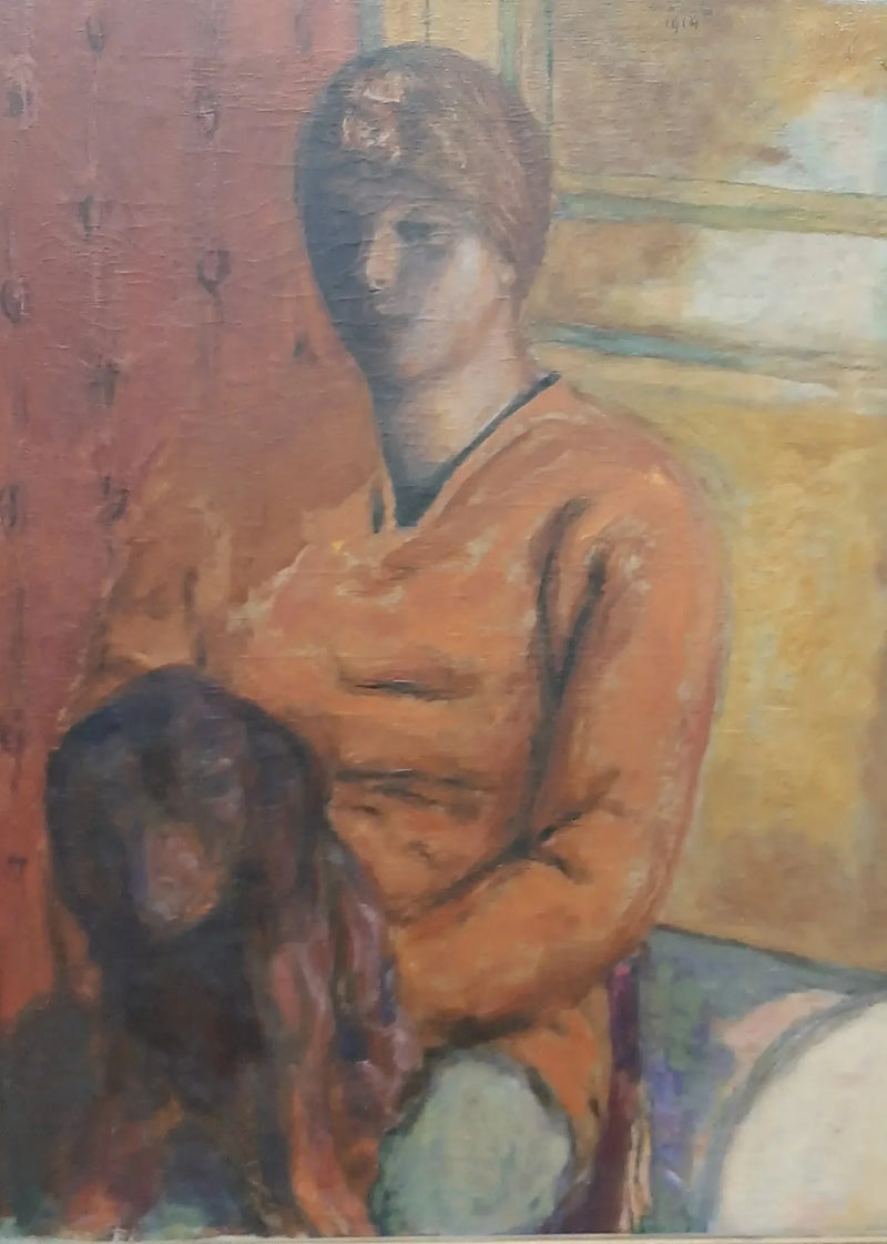 Frau, die einen Hund auf dem Schoß hält - Pierre Bonnard