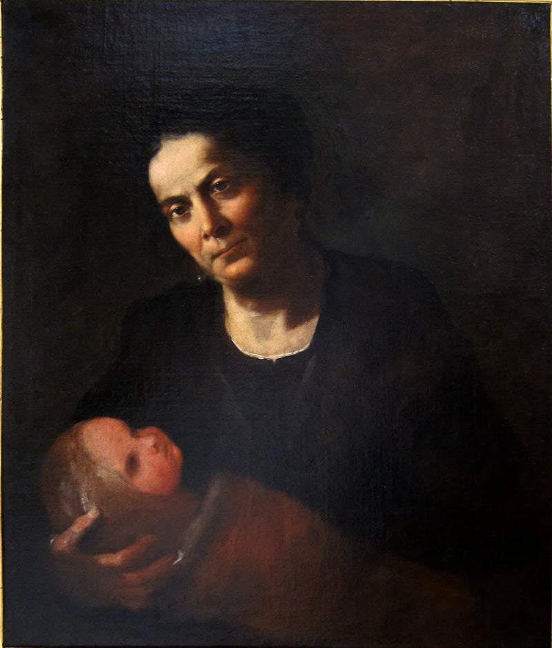 Frau, die ein Kind hält - Luca Giordano