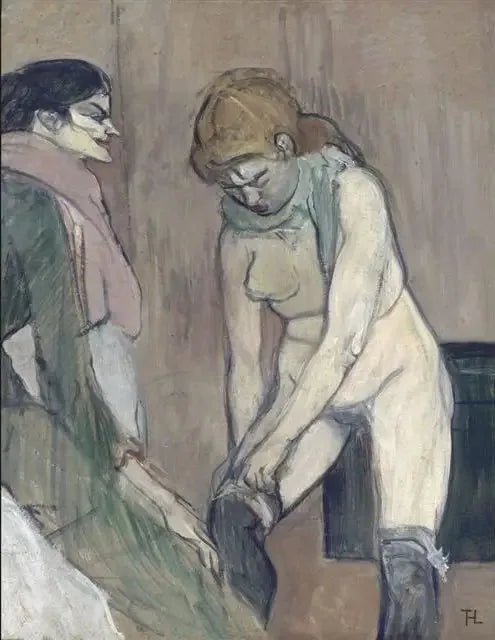 Frau, die ihren Strumpf zieht - Henri de Toulouse-Lautrec