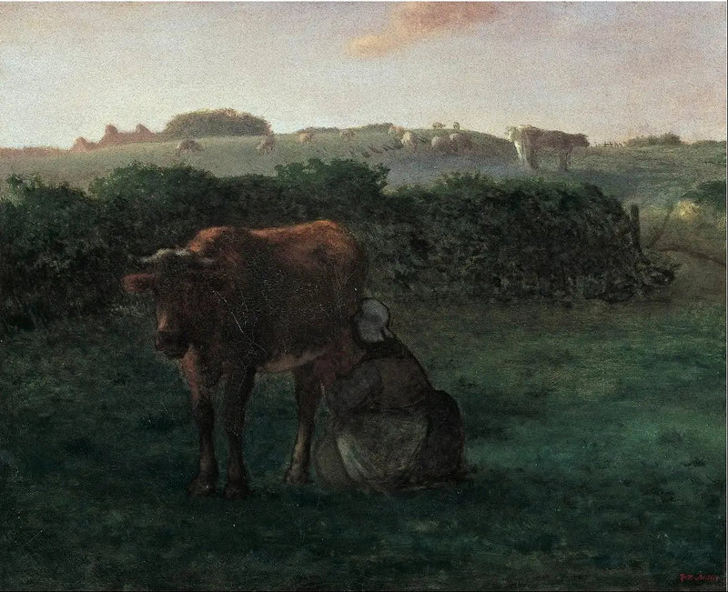 Frau zeichnet eine Kuh - Jean-François Millet