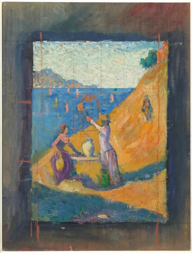 Frauen am Brunnen. Skizze III; Blick auf den Hafen von Saint-Tropez - Paul Signac