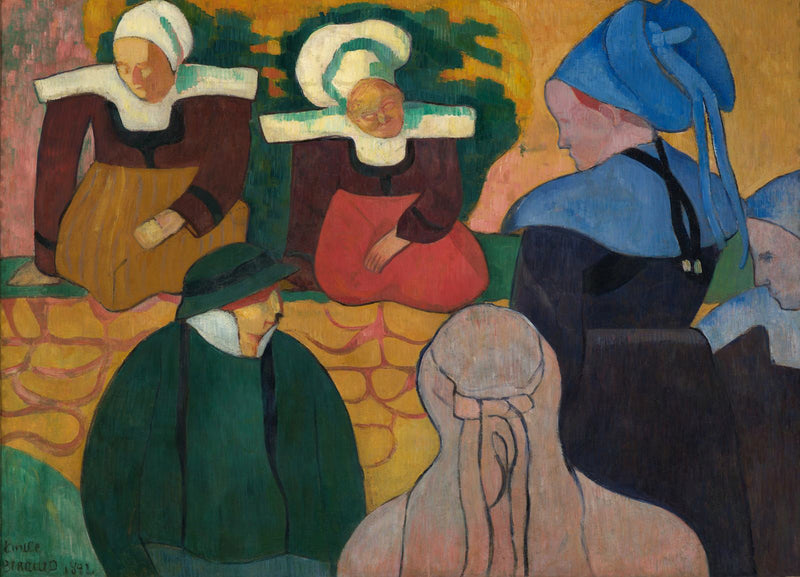 Frauen aus der Bretagne vor einer Wand - Émile Bernard
