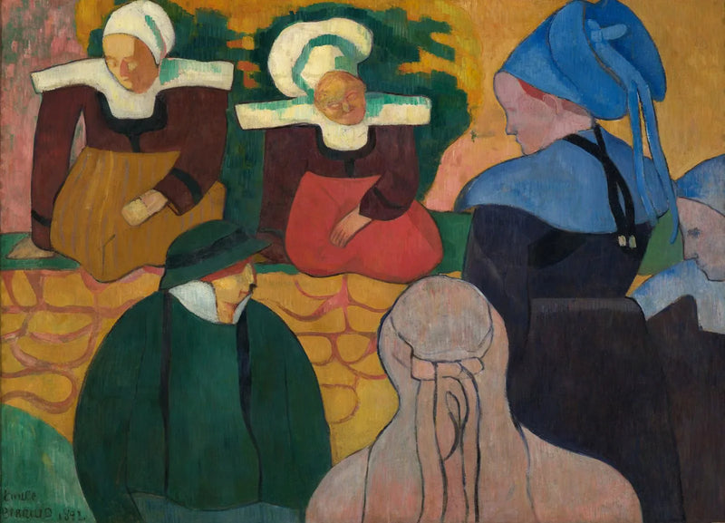 Frauen aus der Bretagne vor einer Wand - Émile Bernard