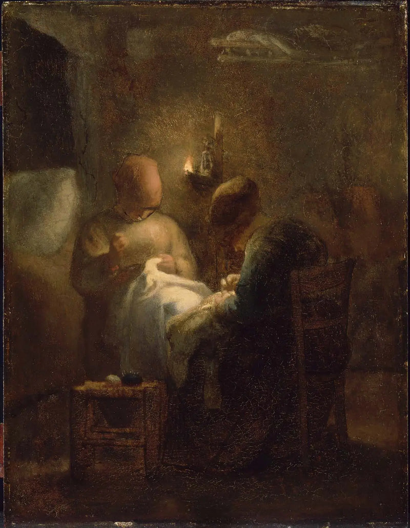 Frauen, die bei Lampelicht nähen (Die Abendstunde) - Jean-François Millet