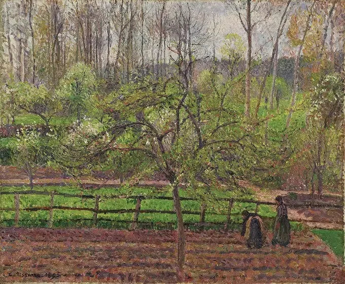 Frauen in einem Garten, Frühling, graue Zeit, Éragny - Camille Pissarro