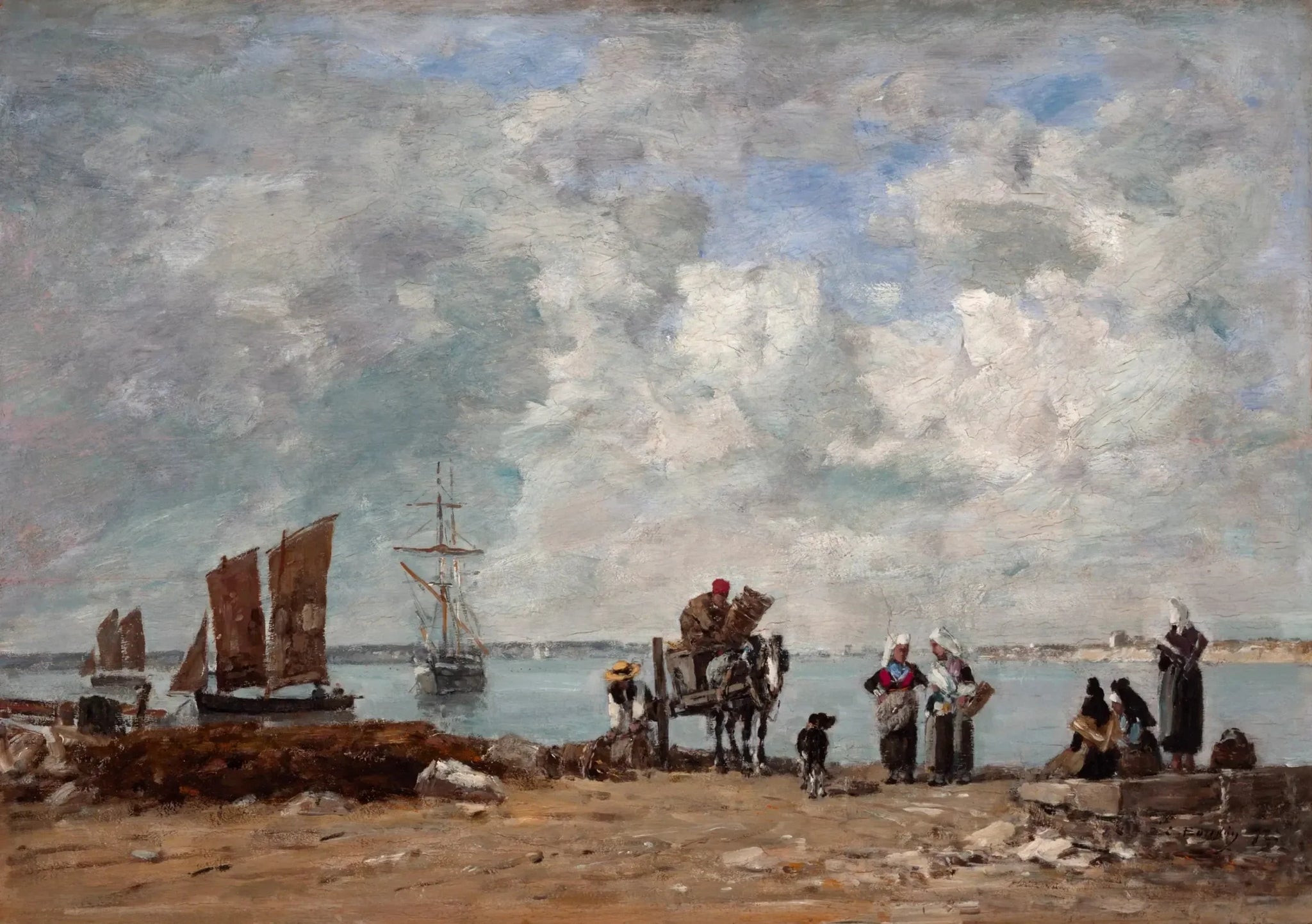 Femmes de pêcheurs au bord de la mer - Eugène Boudin image 1 tableau peint à l’huile sur toile