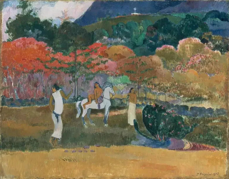 Frauen und weißes Pferd - Paul Gauguin