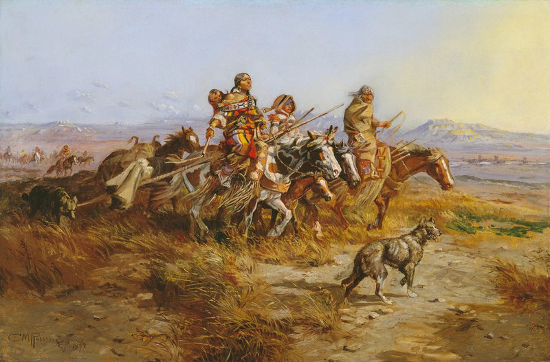 Frauen Indianer in Bewegung - Charles Marion Russell
