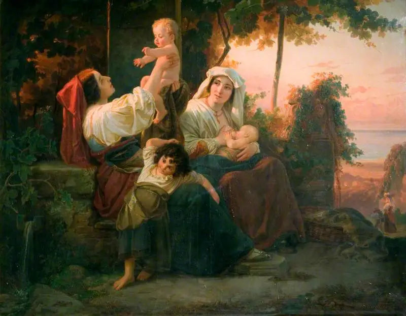 Italienische Frauen in einem Weinberg bei Rom - Julius Schrader