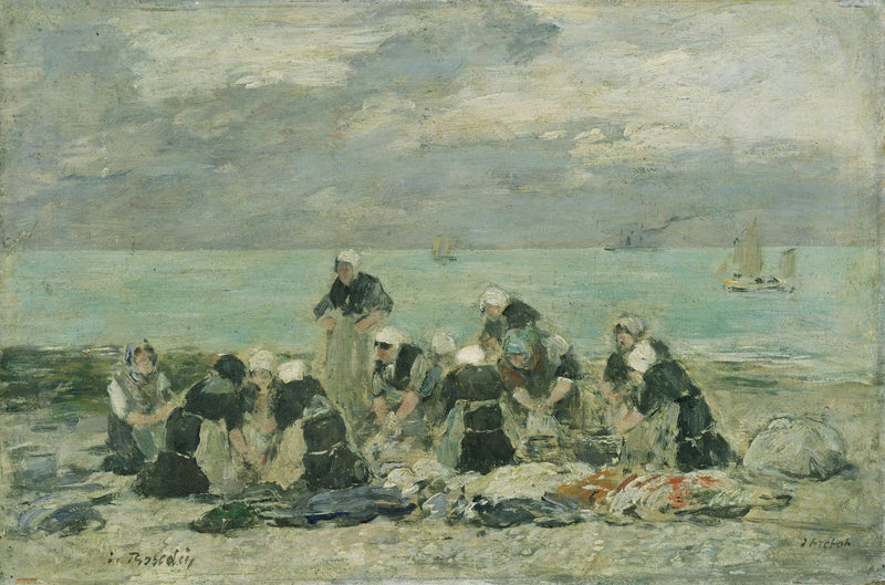 Frauen, die Wäsche in Étretat waschen - Eugène Boudin