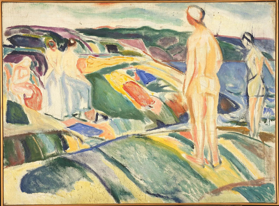 Frauen, die sich auf den Felsen baden - Edvard Munch