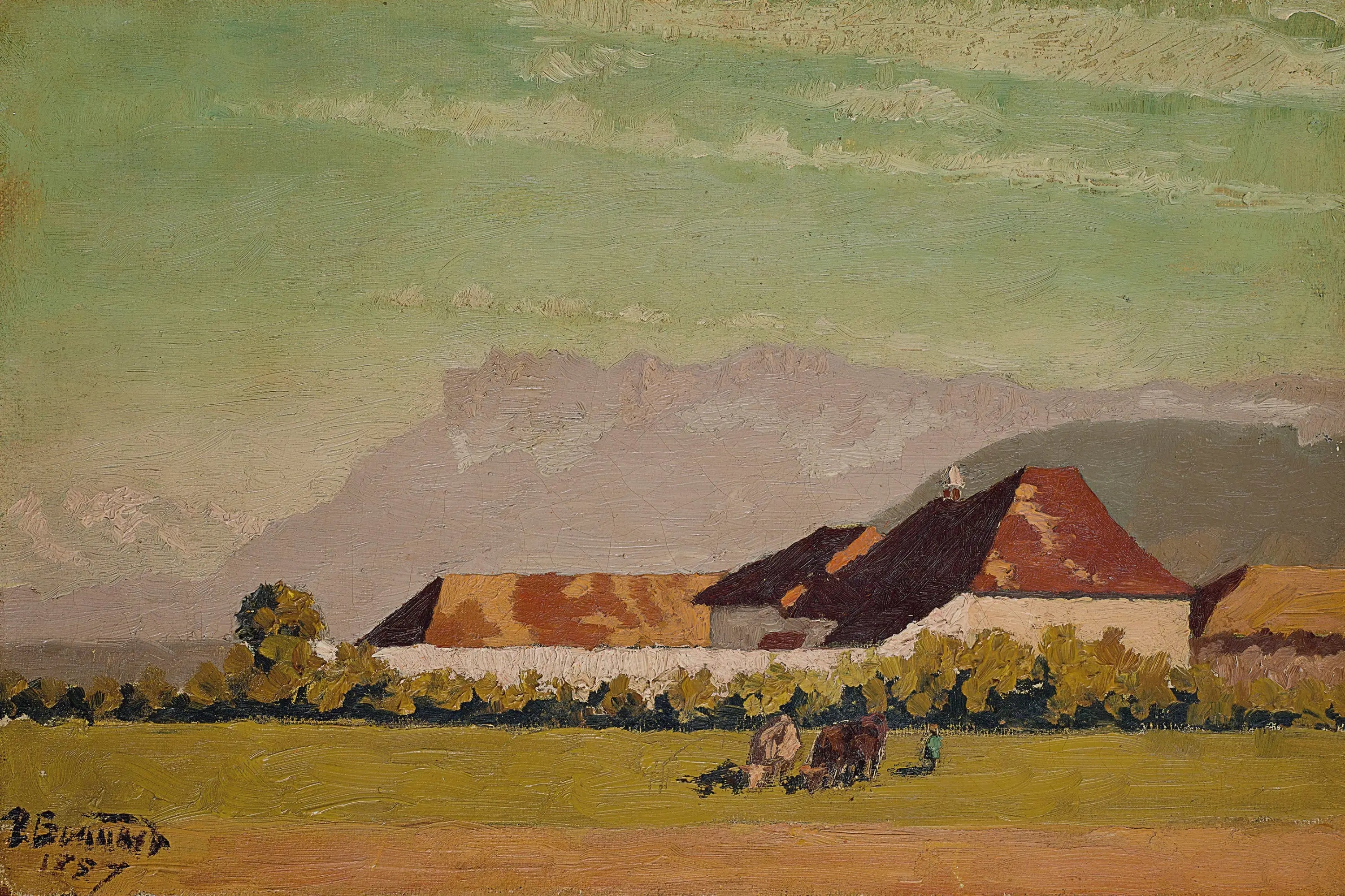 Ferme dans un paysage du Dauphiné - Pierre Bonnard image 1 copie peinte à la main à l’huile