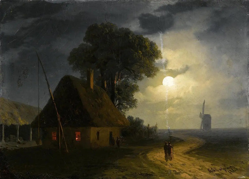 Farm und Mühle im Mondschein - Ivan Aïvazovski