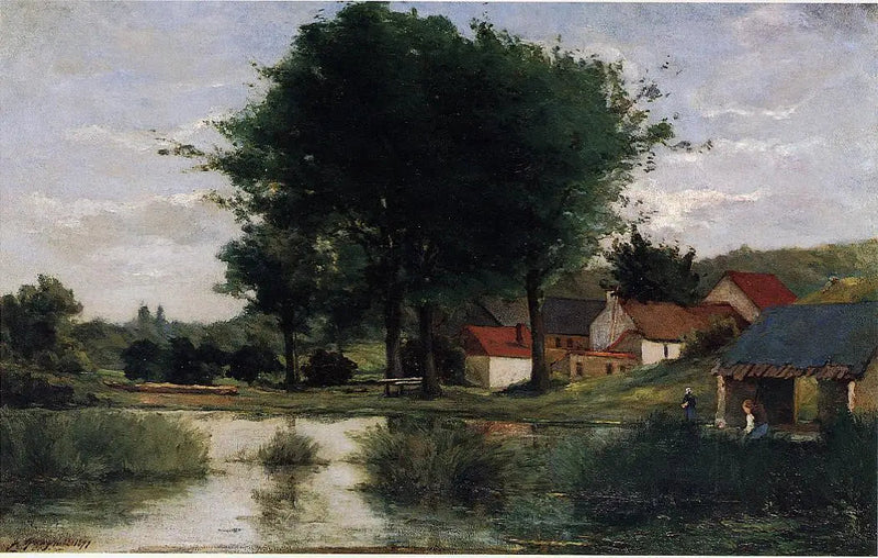 Bauernhof nahe einem Teich oder Herbstlandschaft - Paul Gauguin