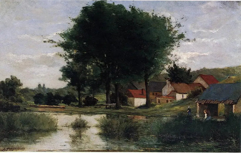 Bauernhof nahe einem Teich oder Herbstlandschaft - Paul Gauguin