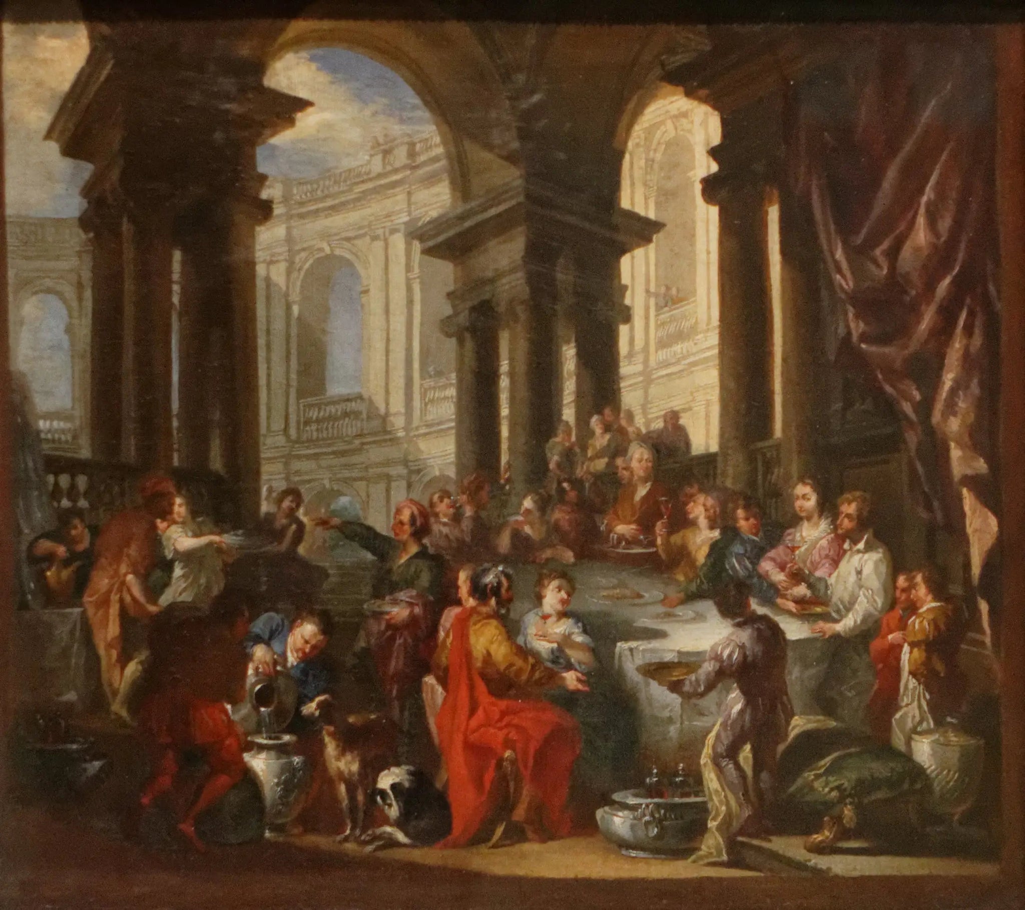 Festin donné sous un portique d'ordre ionique - Giovanni Paolo Panini image 1 copie de tableau peinte à la main