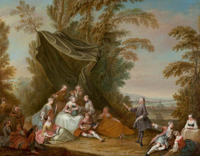 Festliche Feier: Musikalisches Fest unter einem Pavillon - Antoine Watteau