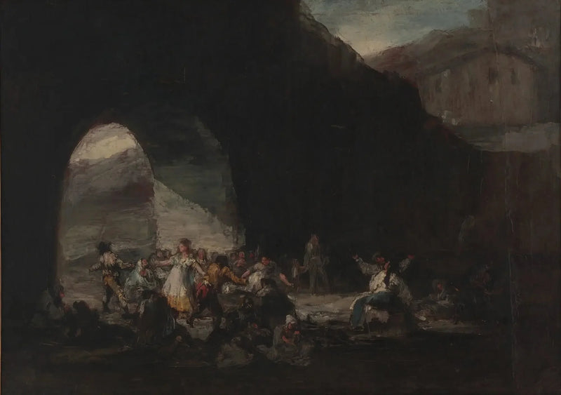 Volksfest unter einer Brücke oder Volksball - Francisco de Goya
