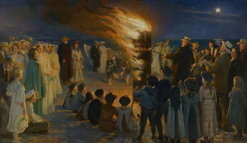 Freudenfeuer der Sommersonnenwende am Strand von Skagen - Peder Severin Krøyer