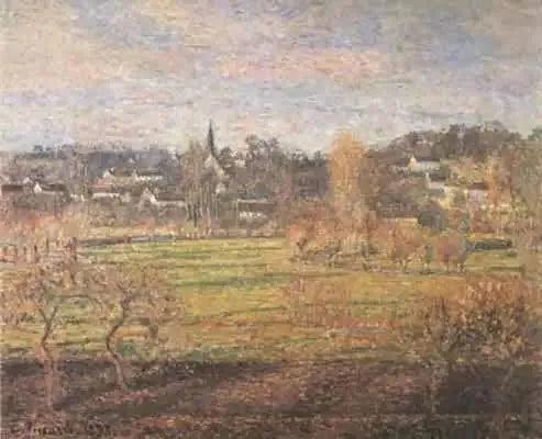 Februar, aufgehende Sonne, Bazincourt - Camille Pissarro