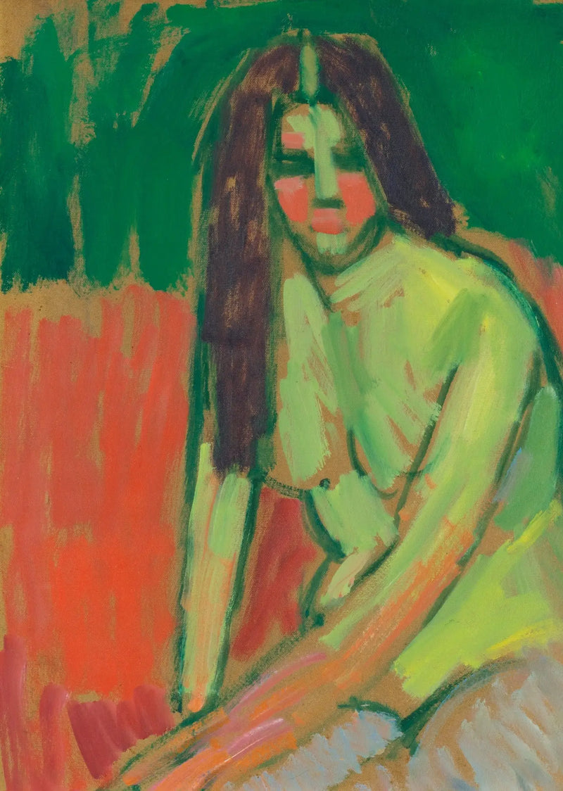 Halbnackte Figur mit langen Haaren, sitzend geneigt - Alexej von Jawlensky