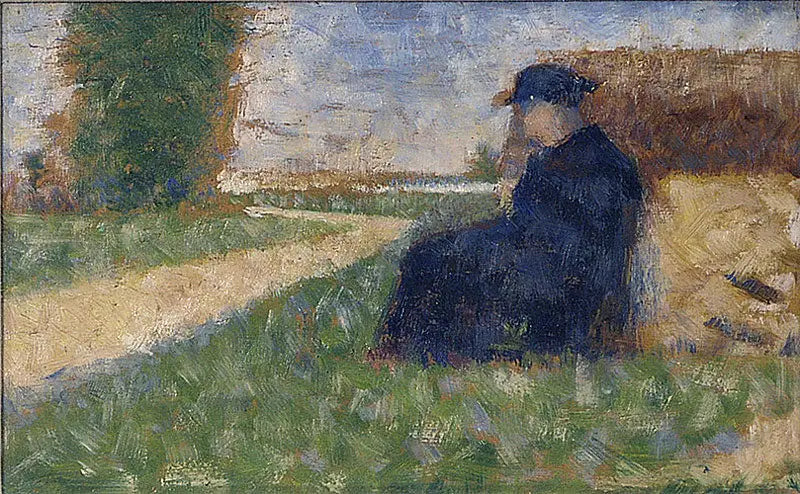 Massive Figur in einer Landschaft bei Barbizon - Georges Seurat