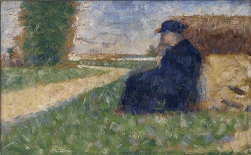Massive Figur in einer Landschaft bei Barbizon - Georges Seurat