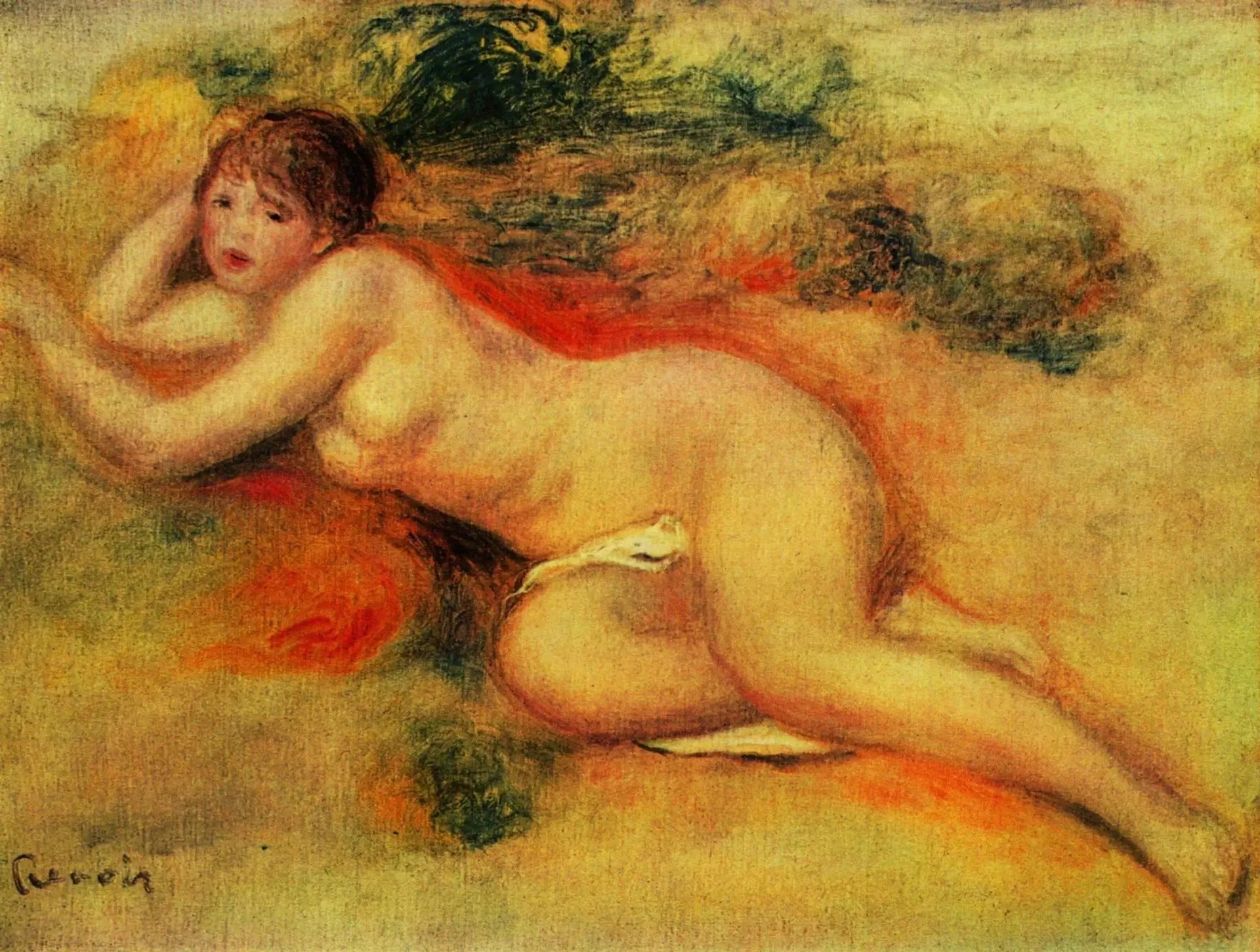 Figure nue d'une fille - Pierre-Auguste Renoir image 1 reproduction d’œuvre d’art à l’huile