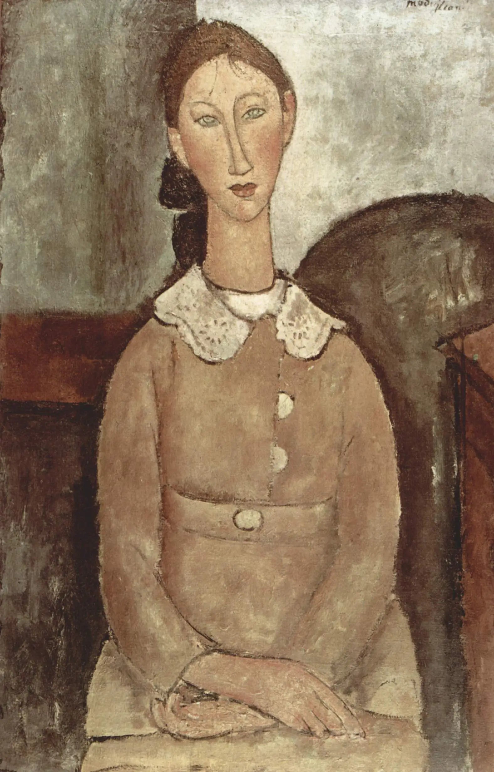 Filet en robe jaune - Amedeo Modigliani image 1 reproduction artisanale de tableau