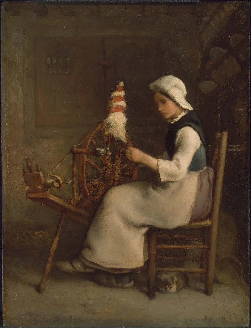 Fileur sitzend (Emélie Millet) - Jean-François Millet