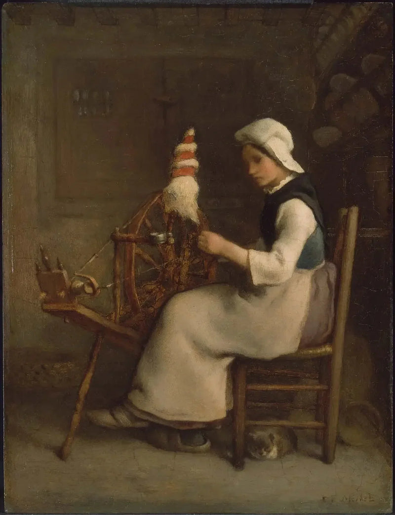 Fileur sitzend (Emélie Millet) - Jean-François Millet