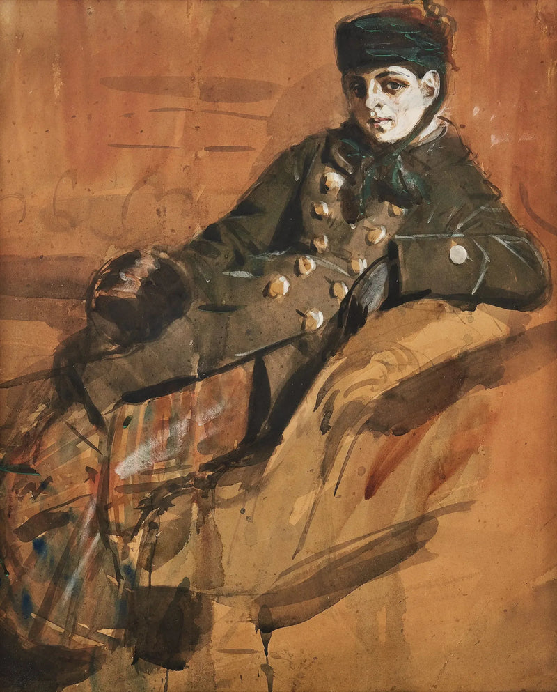 Mädchen sitzend in Reisezubehör - Anders Zorn