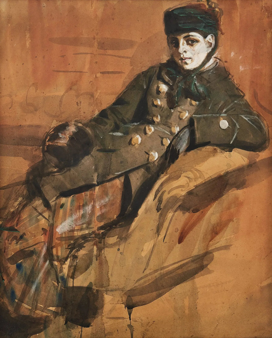 Mädchen sitzend in Reisezubehör - Anders Zorn