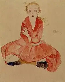 Sitzendes Mädchen - Egon Schiele
