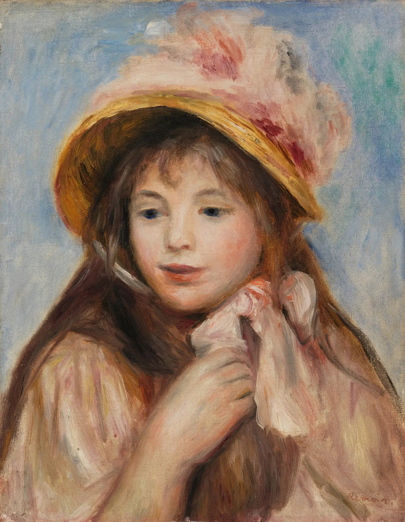 Mädchen mit rosa Mütze (Junge Dame mit rosa Hut) - Pierre-Auguste Renoir