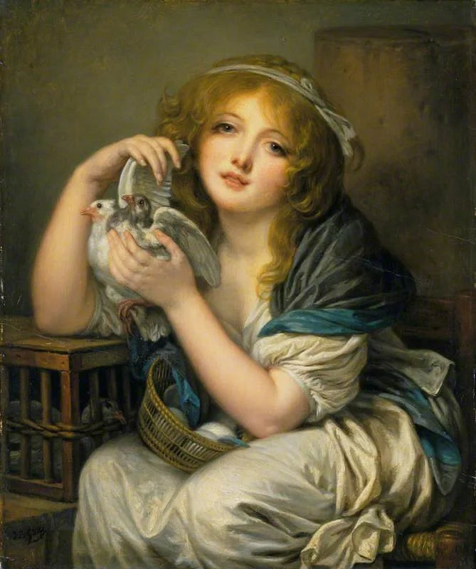 Mädchen mit Tauben - Jean-Baptiste Greuze