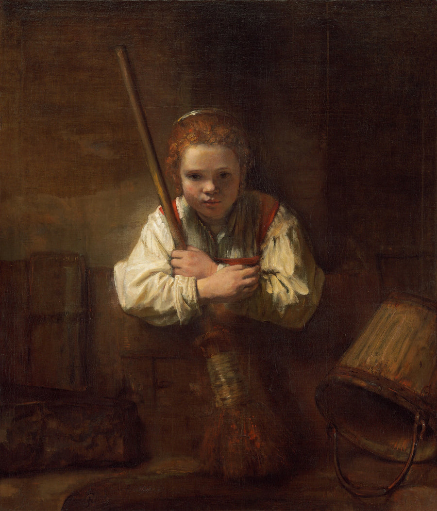 Une fille avec un balai - Dutch 17th Century
