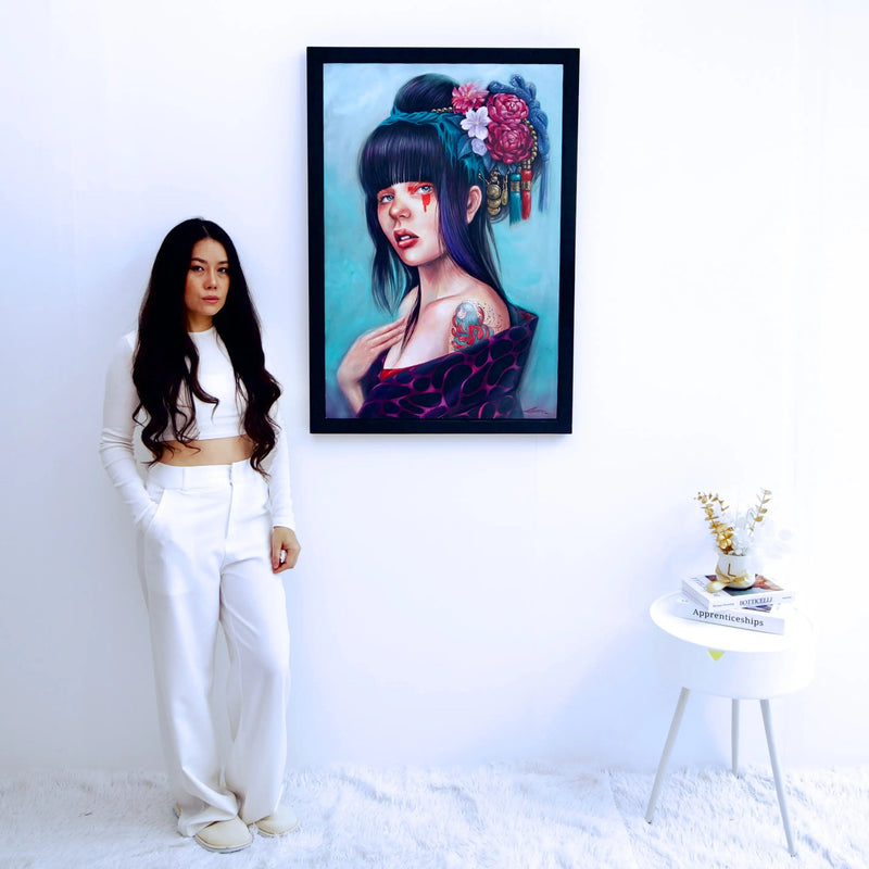 Mädchen mit einem Blumen-Dutt | 60 x 90 cm