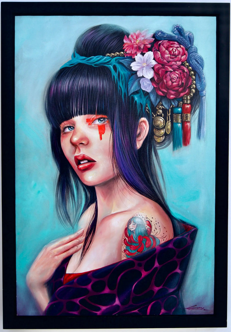 Mädchen mit einem Blumen-Dutt | 60 x 90 cm