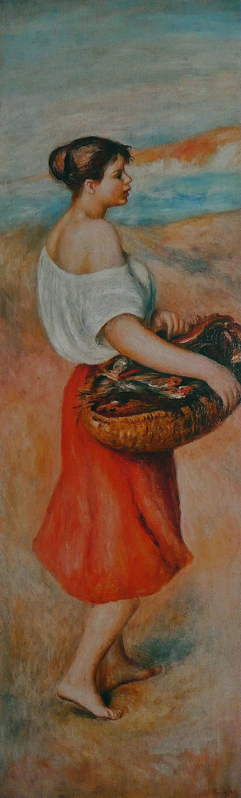 Mädchen mit einem Fischkorb - Pierre-Auguste Renoir