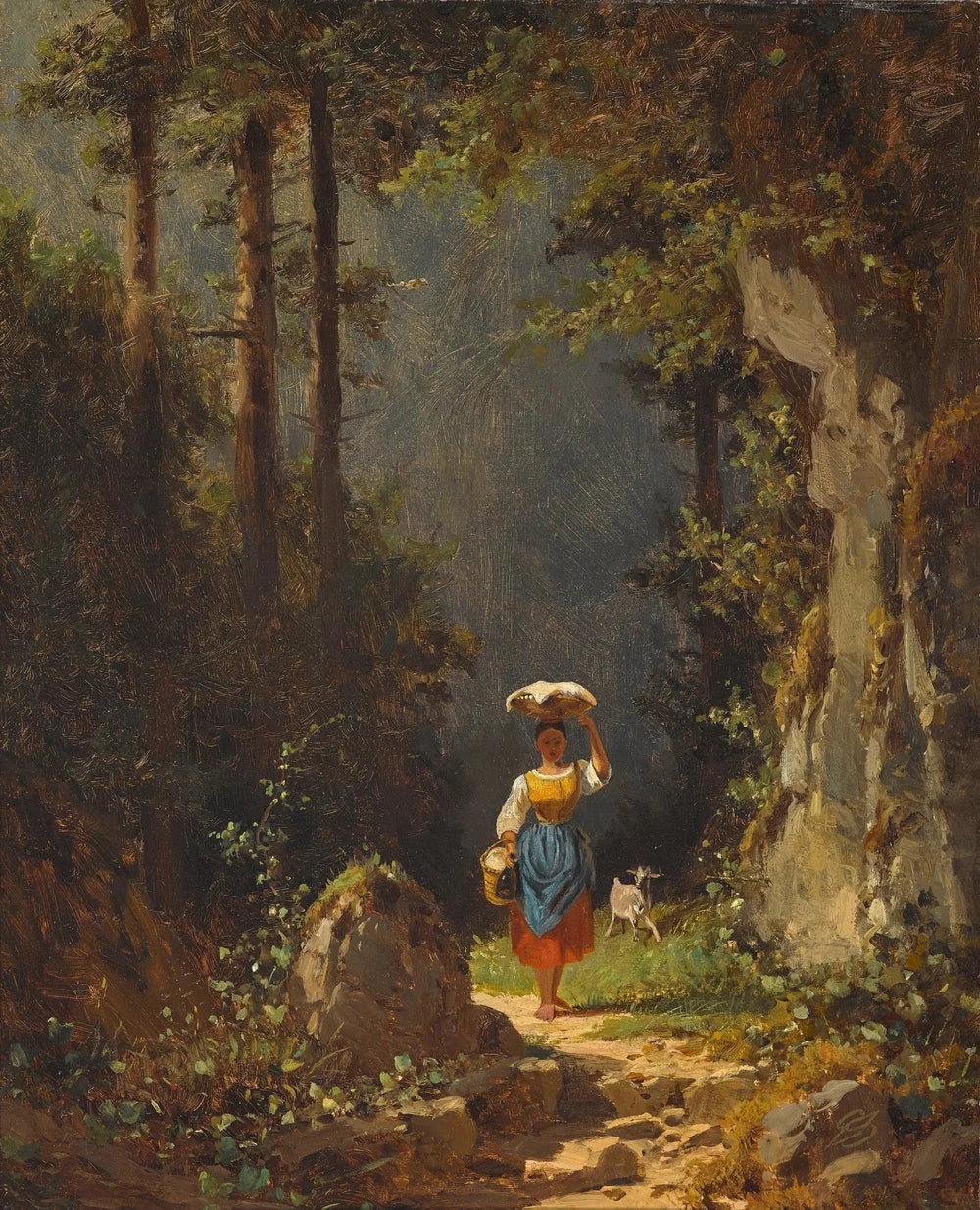 Fille avec une chèvre - Carl Spitzweg image 1 tableau peint à l’huile sur toile