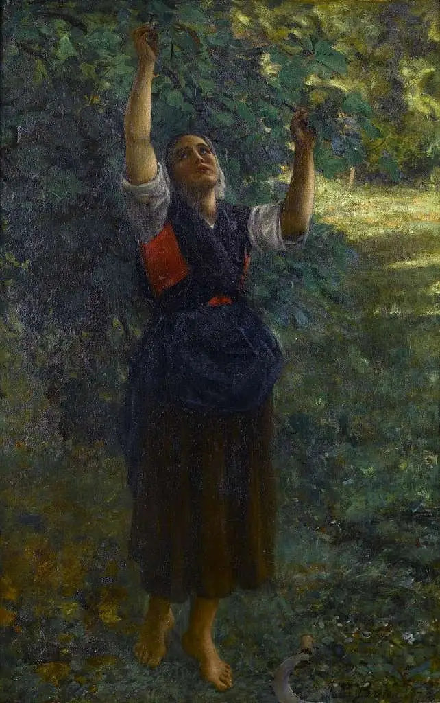 Mädchen, das Feigen pflückt - Jules Breton