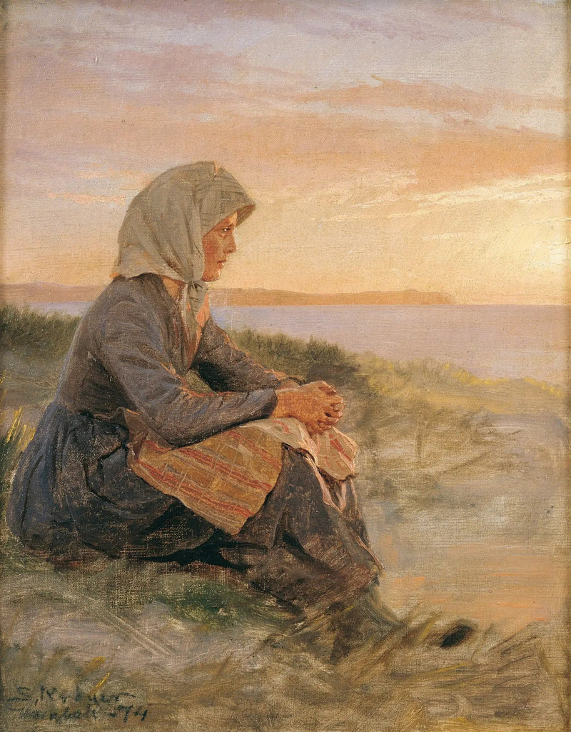 Fischer Tochter sitzend, Hornbæk - Peder Severin Krøyer