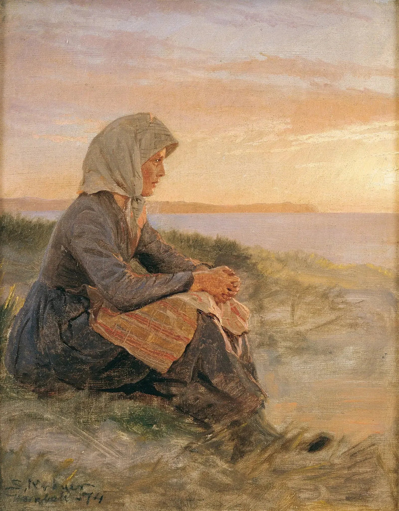 Fischer Tochter sitzend, Hornbæk - Peder Severin Krøyer