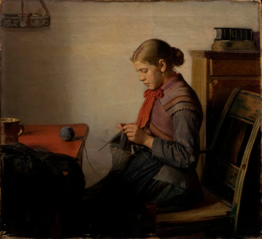 Tochter von Skagen, Maren Sofie, strickend – Michael Peter Ancher