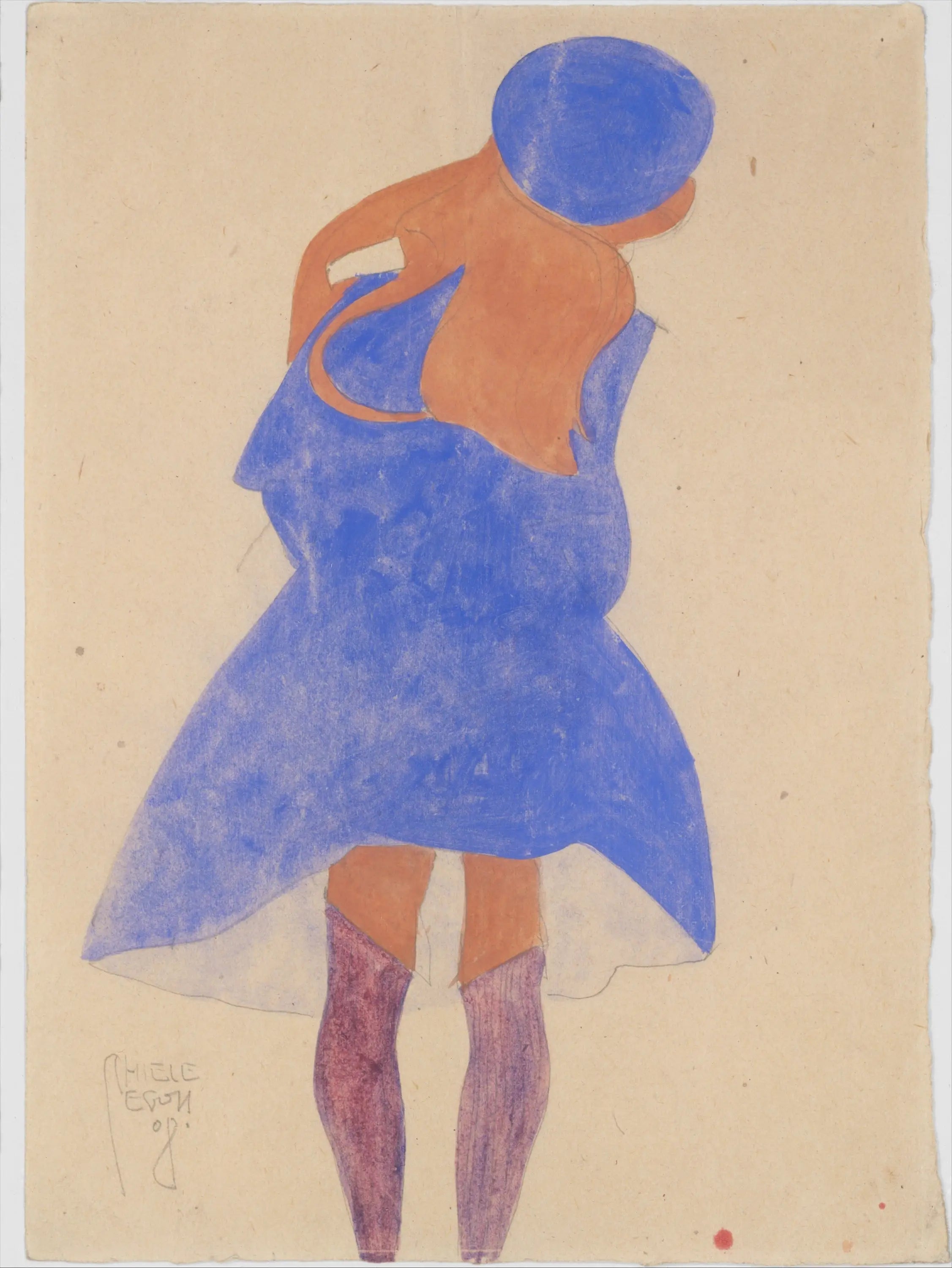 Fille debout, vue de dos - Egon Schiele image 2 reproduction de peinture à l’huile