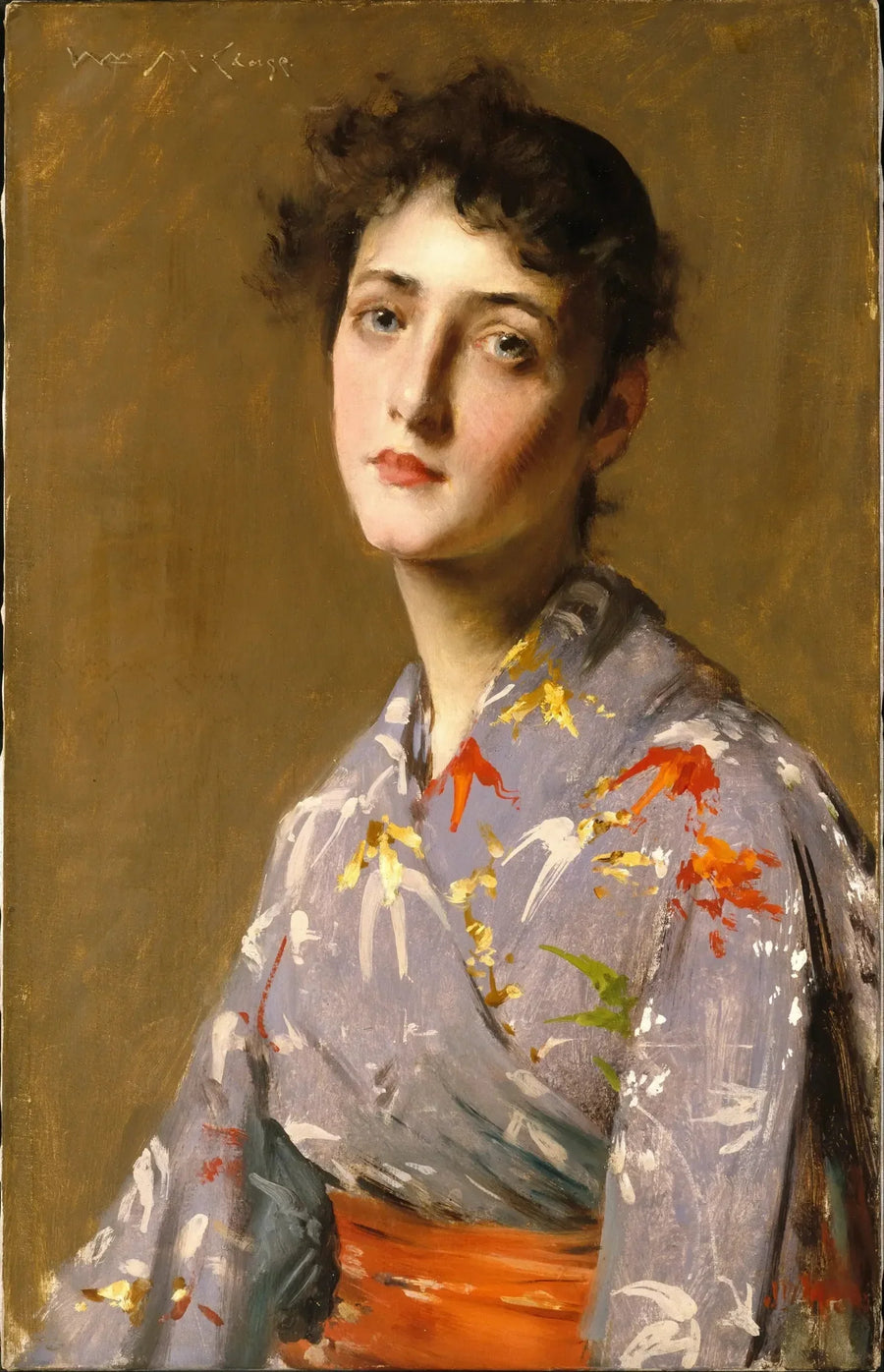 Mädchen im japanischen Kostüm - William Merritt Chase